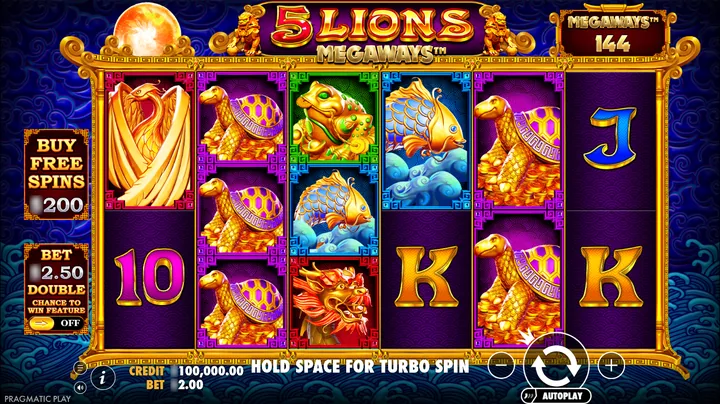 5 Lions Megaways — Основная игра