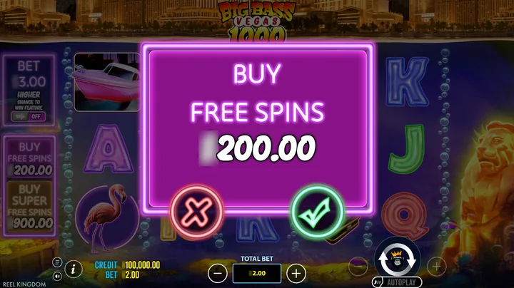 Big Bass Vegas 1000 — Покупка бонуса