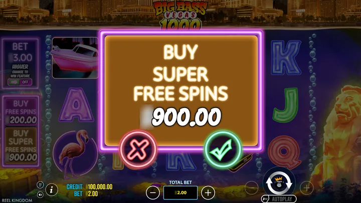 Big Bass Vegas 1000 — Покупка бонуса