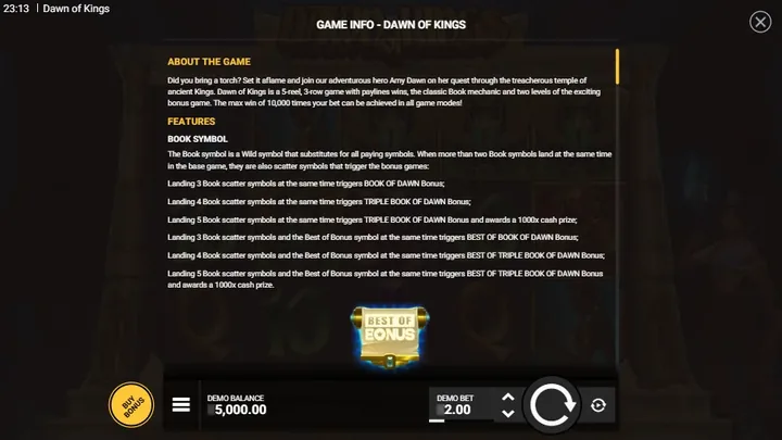 Dawn of Kings — Book Symbol и виды бонусов