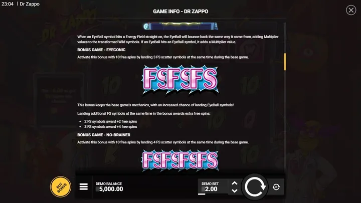 Dr Zappo — Виды бонусных игр