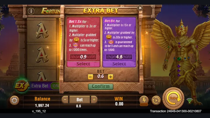 Fortune Garuda 1000 — Выбор Extra Bet