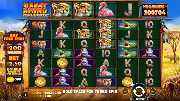 Great Rhino Megaways — Основная игра