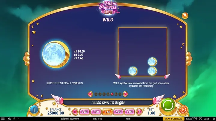 Moon Princess 100 — Поведение Wild