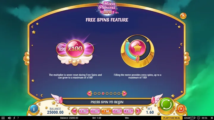 Moon Princess 100 — Множитель и пополнение фриспинов