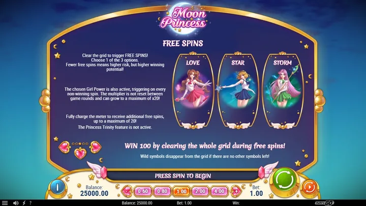 Moon Princess — Выбор фриспинов