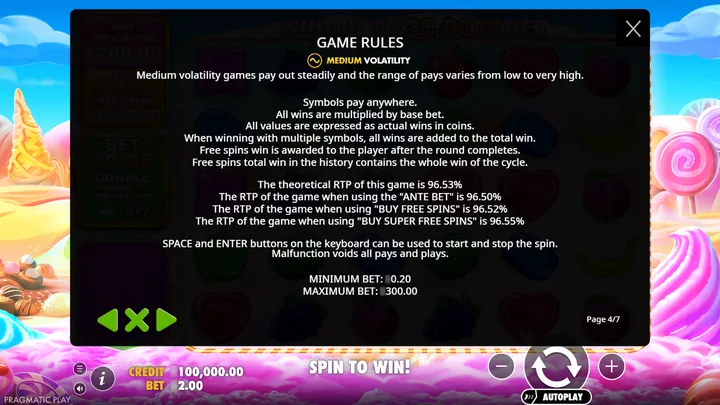 Sweet Bonanza 1000 — Параметры версии