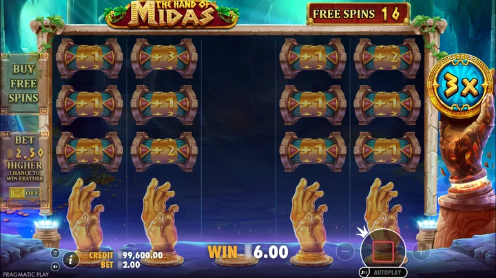 The Hand of Midas — Выбор числа фриспинов