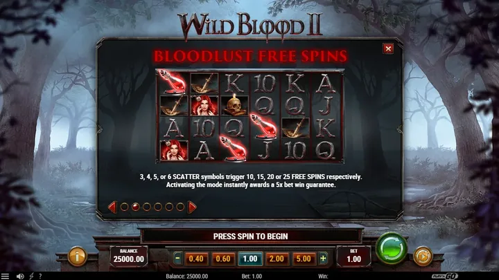 Wild Blood 2 — Запуск Bloodlust Free Spins